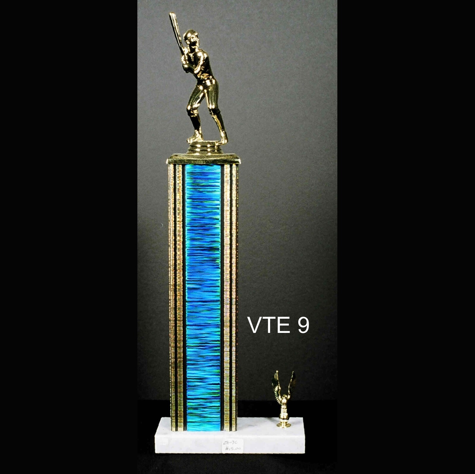 Classic Trophy On Marble Base With Figure And Trim In 3 Sizes
