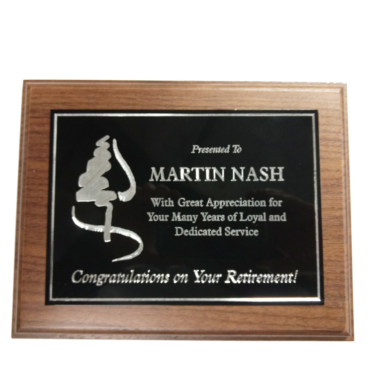 Walnut Plaque With Shiny Black Aluminum Plate In 8 Sizes