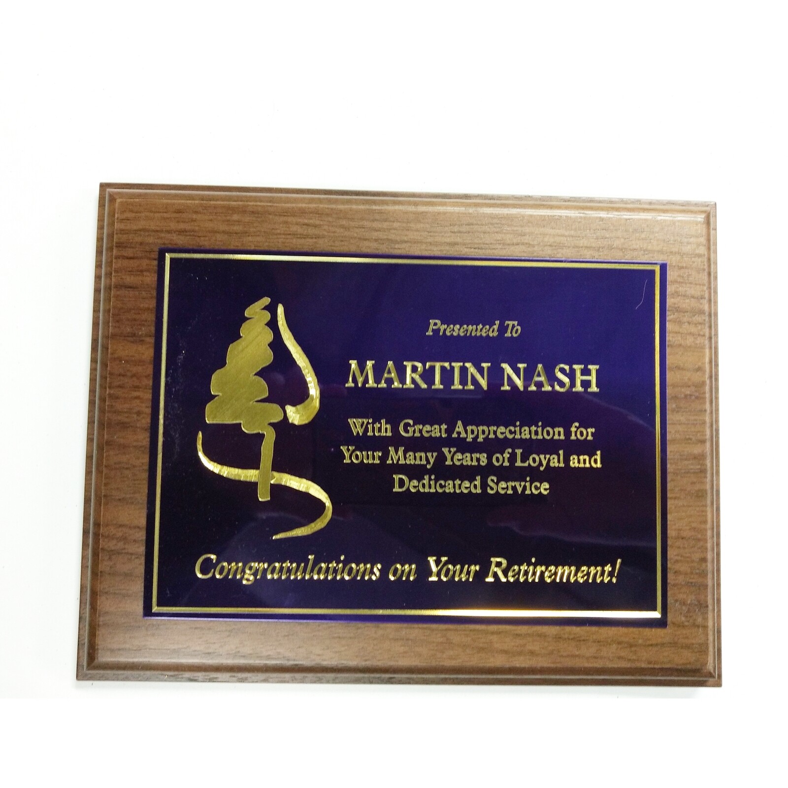 Walnut Plaque With Purple Brass Plate In 8 Sizes