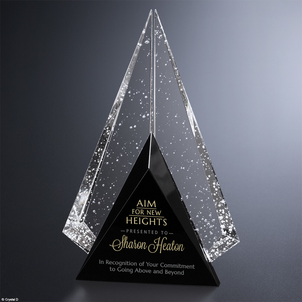 Absolutely Stunning Black and Clear Optical Crystal Arrowhead Award