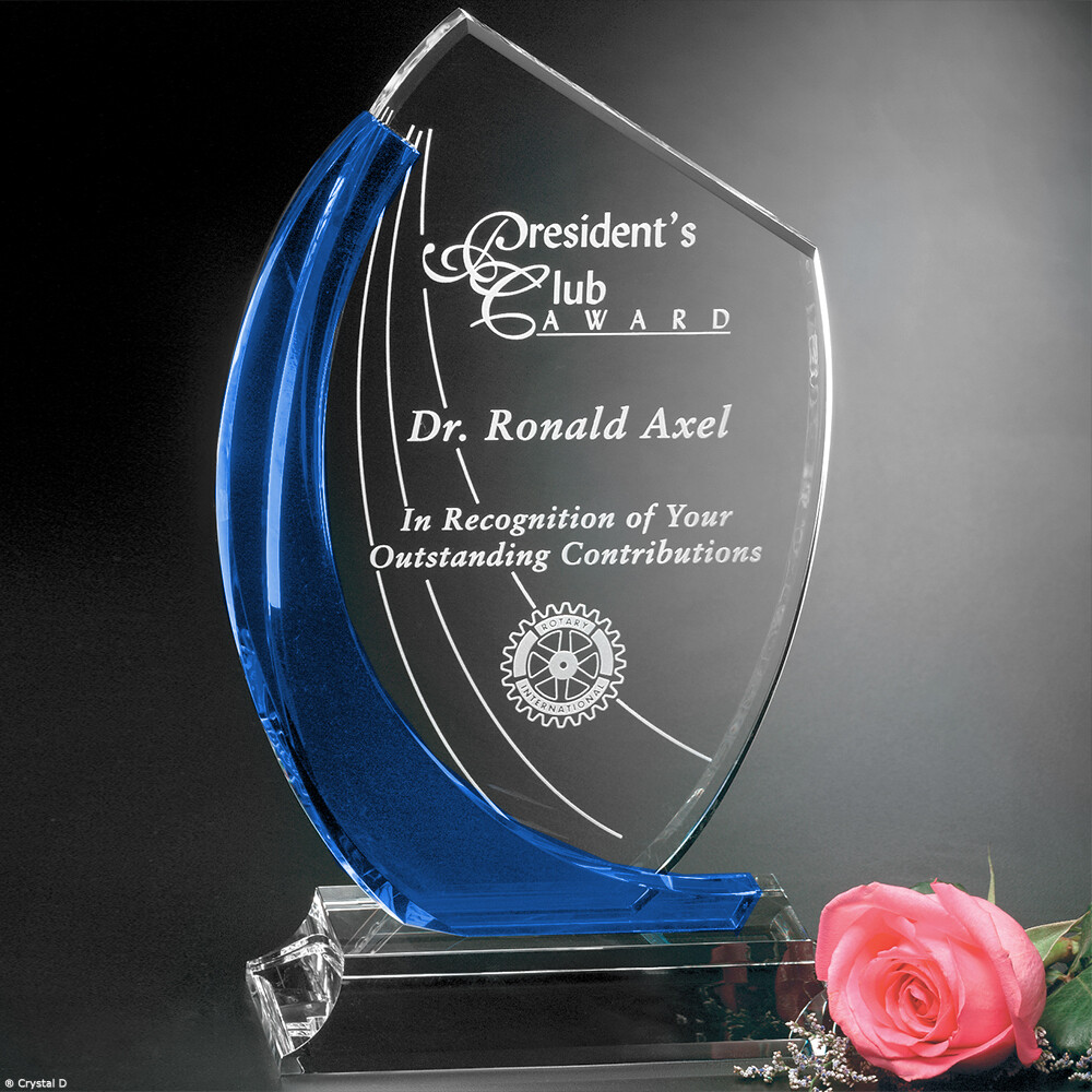 Cobalt Draped Optical Crystal Award