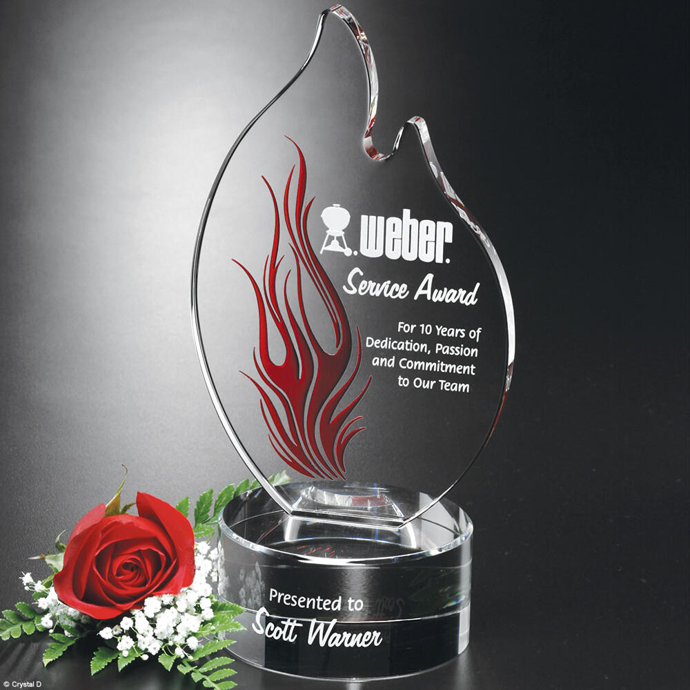 Wildfire Flame Optical Crystal Award in 3 sizes
